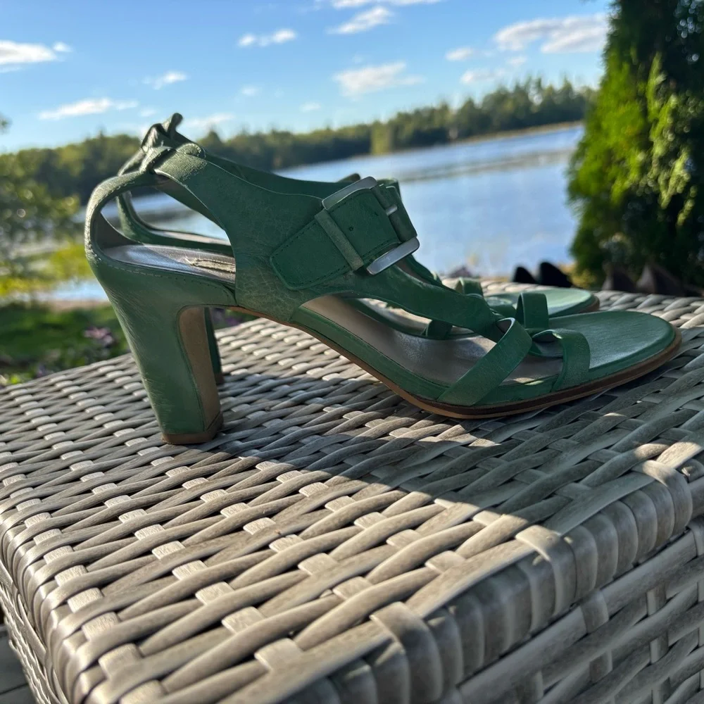 ECCO Women's Green Leather Heeled Sandals - Size 41 - Picture 8 of 9